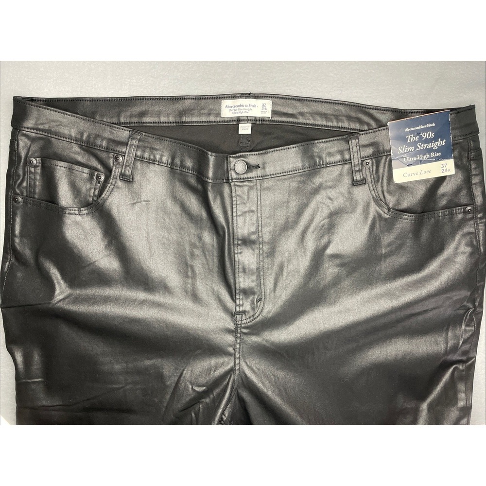 Abercrombie & Fitch‎ Curve Love Pants Women's 37/24 90's Relaxed Faux Leather